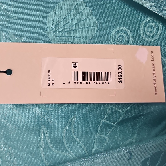 Never Fully Dressed Long Sleeve Wrap Midi Dress: Blue Print: Size- US 4 - Picture 7 of 14